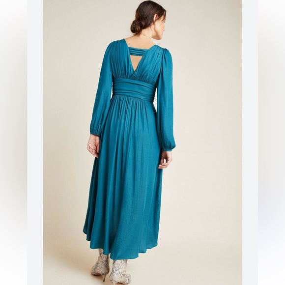 Anthropologie Gwendolyn Teal Maxi Dress NWT Size 14 - Picture 4 of 15
